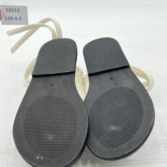 FOWT Women Split Round Toe Sandals Lace up Strappy Flats Casual Summer White - Picture 7 of 8